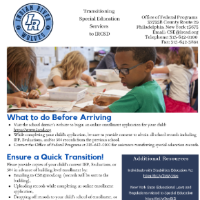 Transitioning Special Education Services to IRCSD